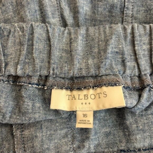 Talbots Shorts Women's 16 Blue Casual Drawstring Linen Blend 7" Inseam - Picture 5 of 9